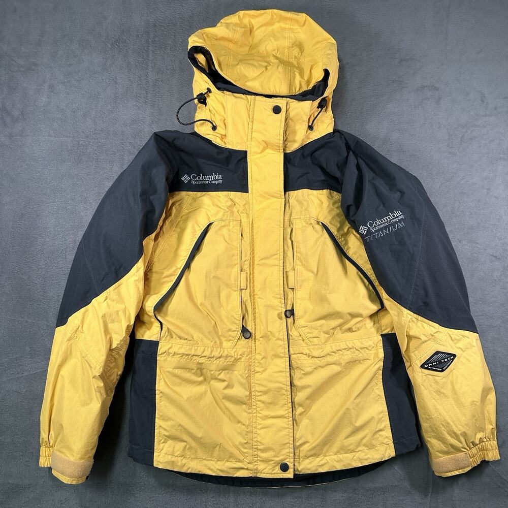 Columbia Jacket Womens Small Yellows Black Omni-Tech Titanium Hooded Ski Snow